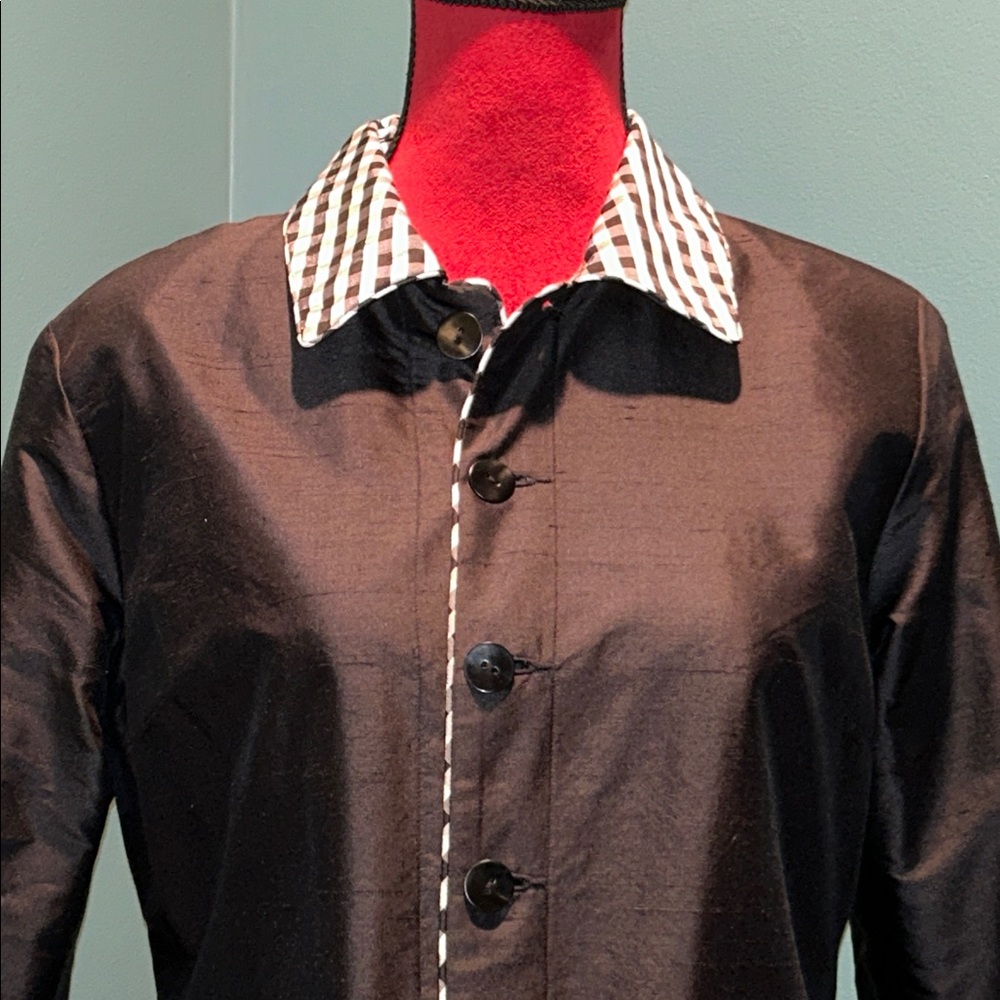 Harris Wallace Black Silk Reversible Jacket Size 8P - Picture 3 of 16